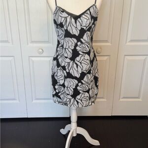 Black and white sequined party dress